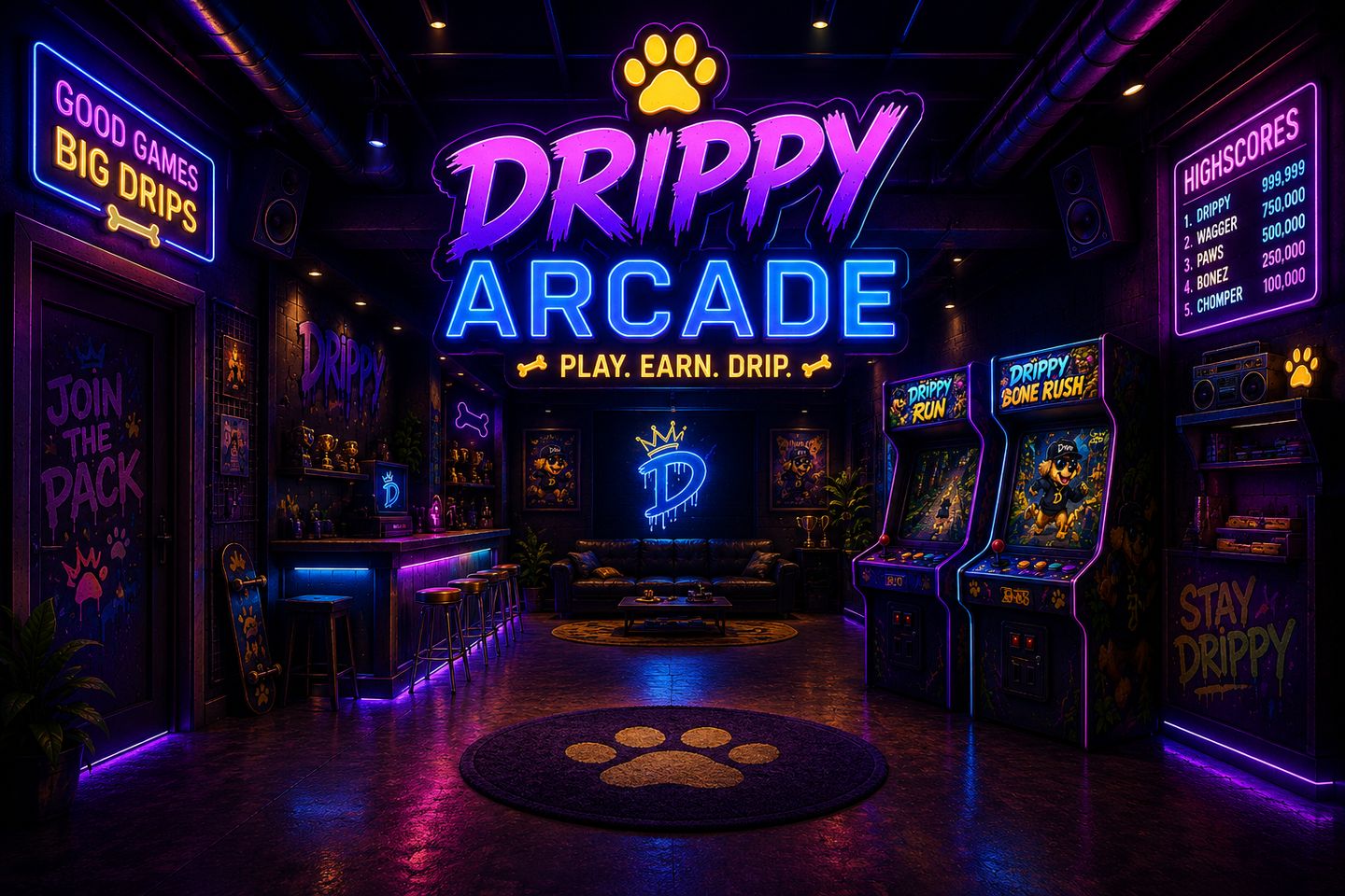 The Doghouse — Drippy's arcade room